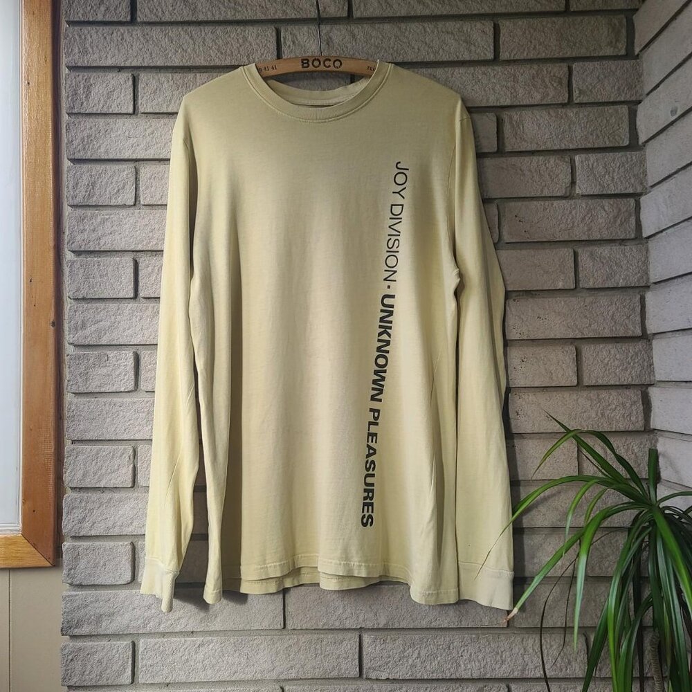 'Joy Division' faded yellow long-sleeve shirt men's M